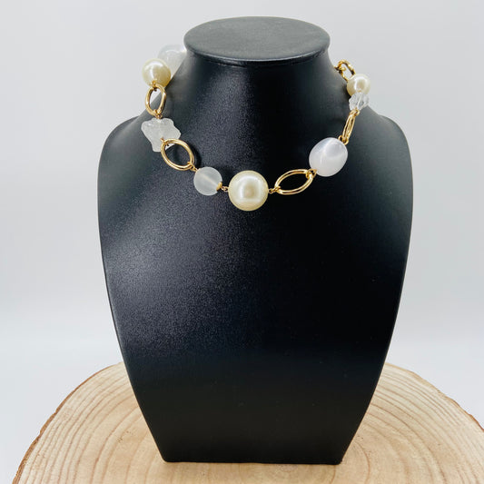 COLLIER perles blanches - Francine BRAMLI