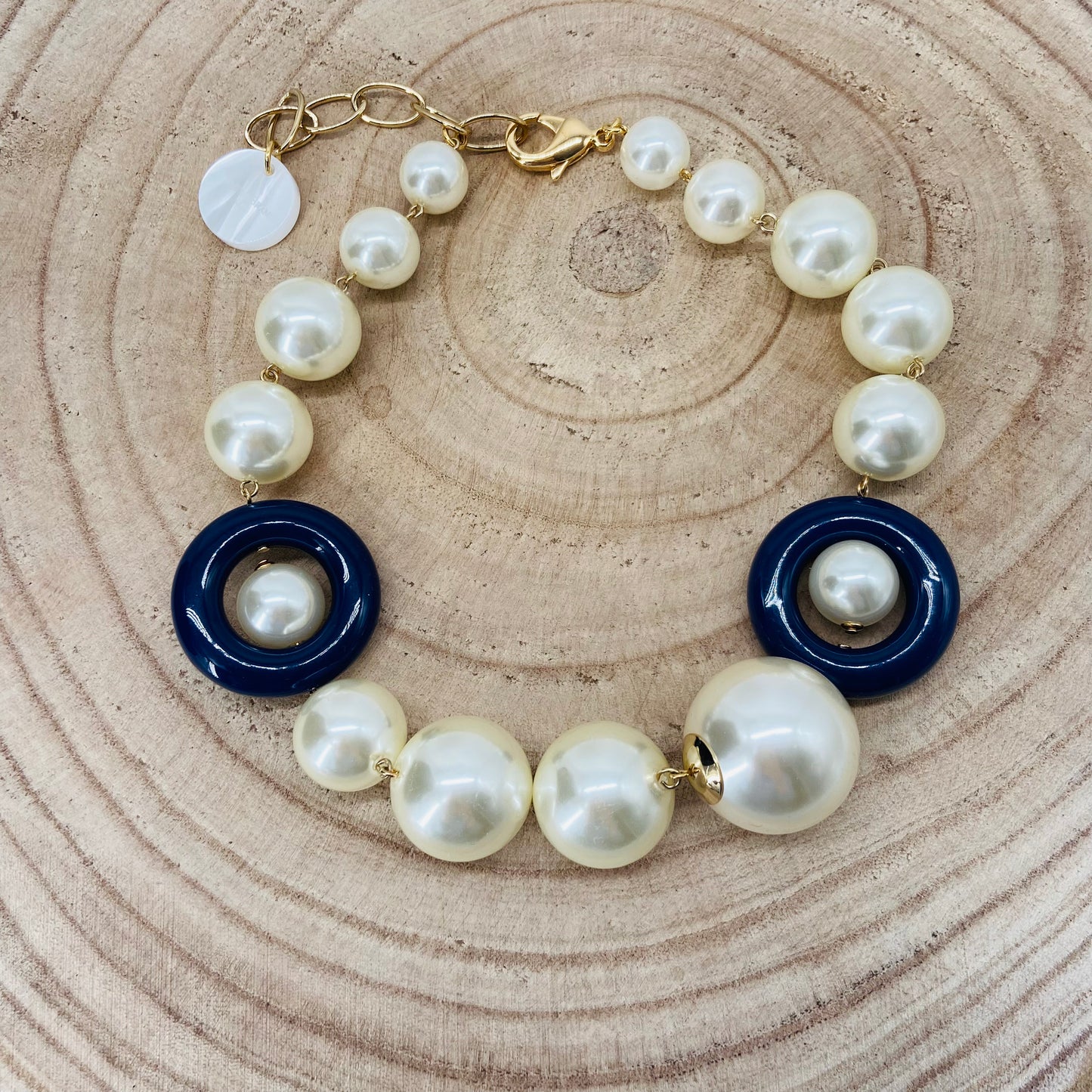 COLLIER blanc et marine - Francine BRAMLI