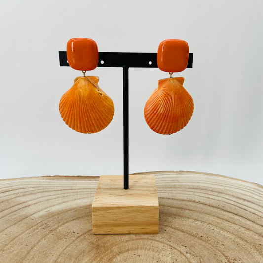 BOUCLES D'OREILLES Coquillages Oranges - Francine BRAMLI