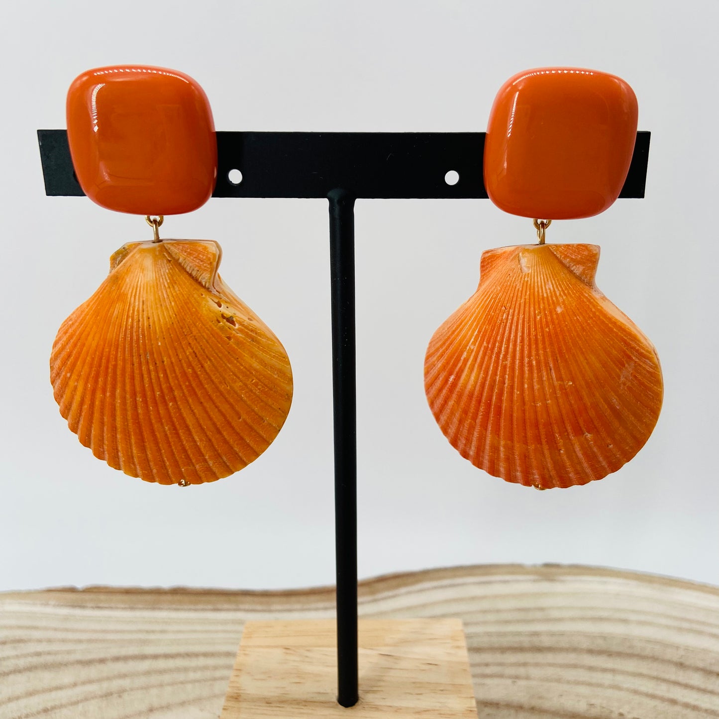 BOUCLES D'OREILLES Coquillages Oranges - Francine BRAMLI