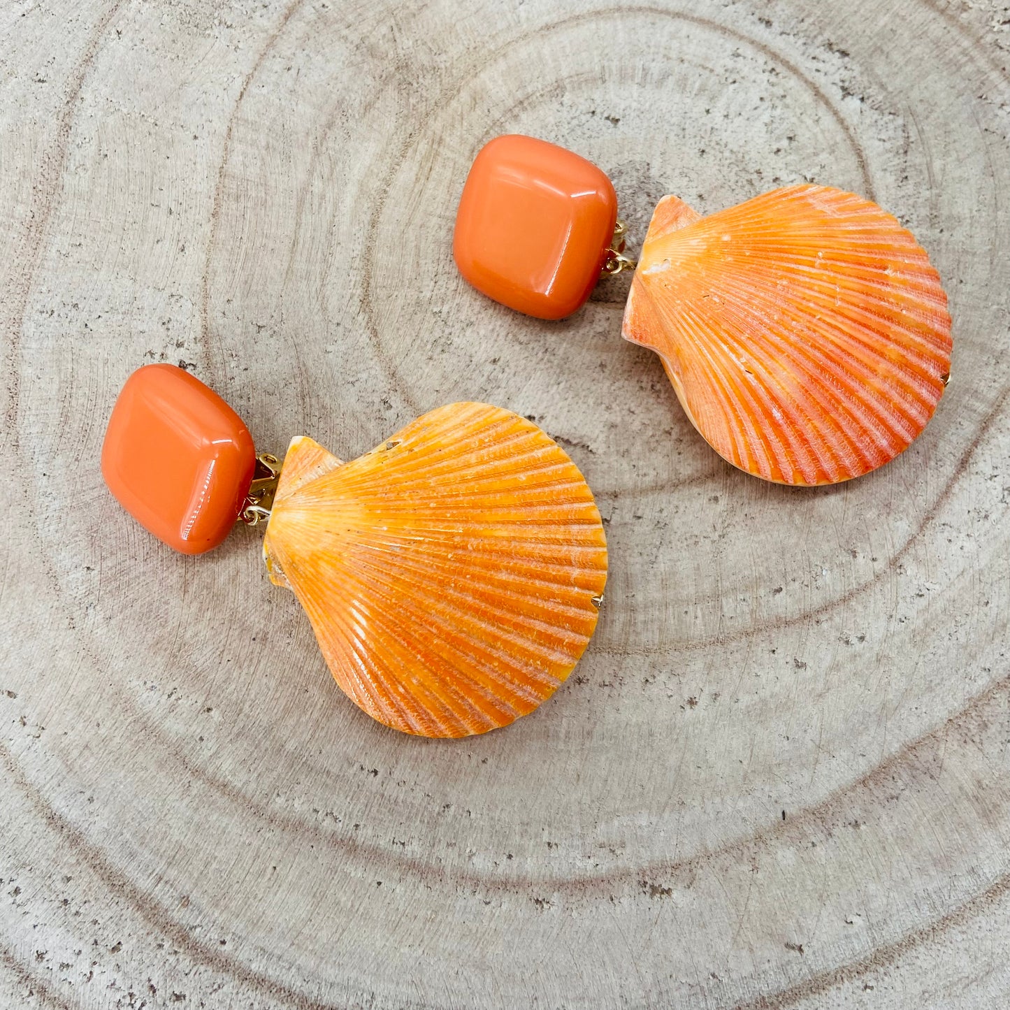 BOUCLES D'OREILLES Coquillages Oranges - Francine BRAMLI