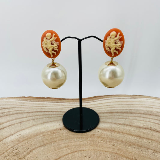 BOUCLES D'OREILLES chérubins oranges- Francine BRAMLI