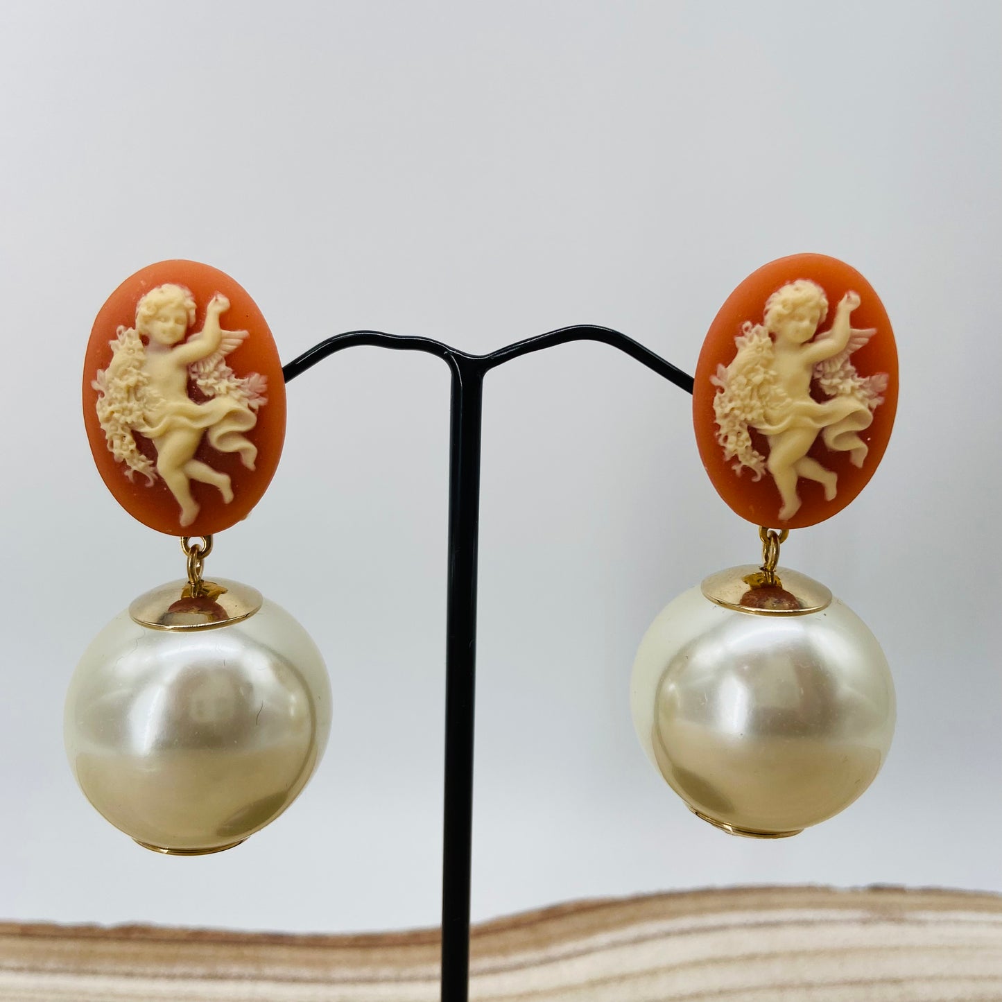 BOUCLES D'OREILLES chérubins oranges- Francine BRAMLI