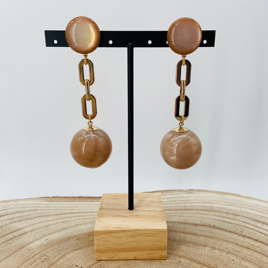 BOUCLES D'OREILLES chaine et grosses perles - Francine BRAMLI