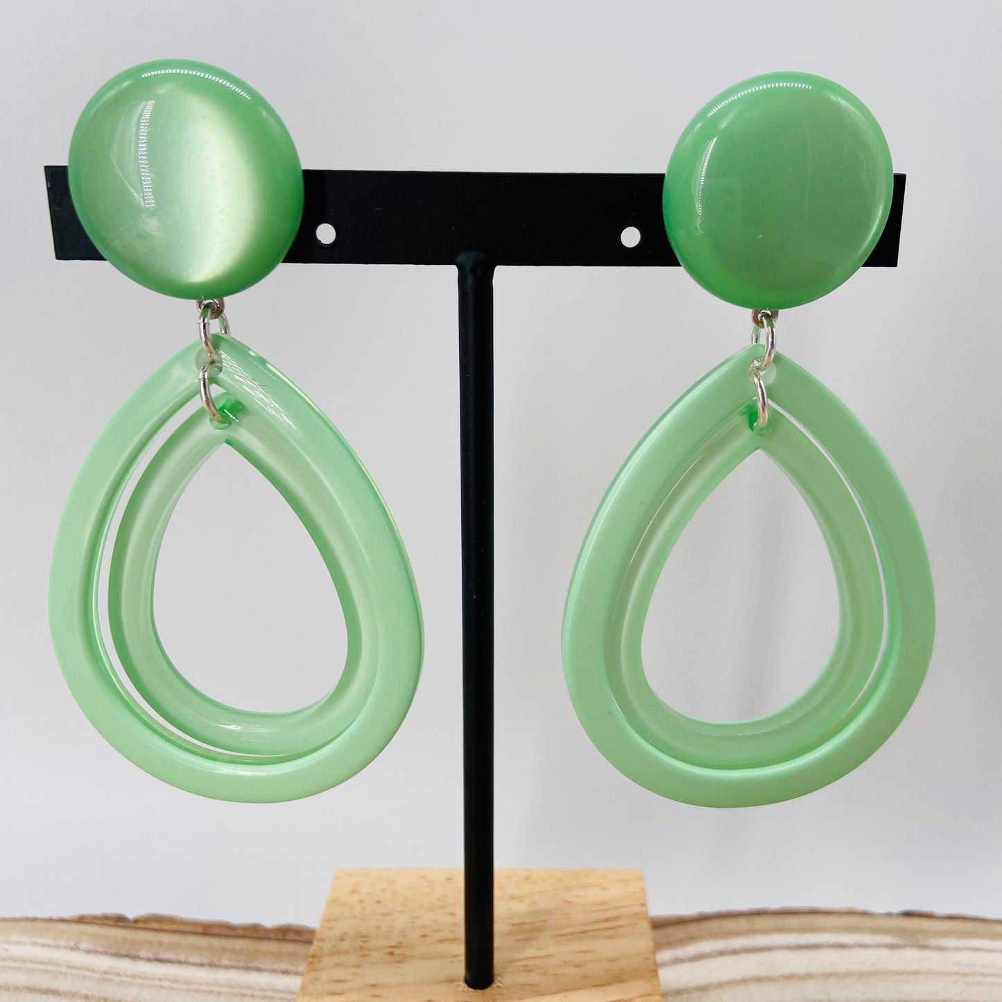 BOUCLES D'OREILLES vertes gouttes - Francine BRAMLI