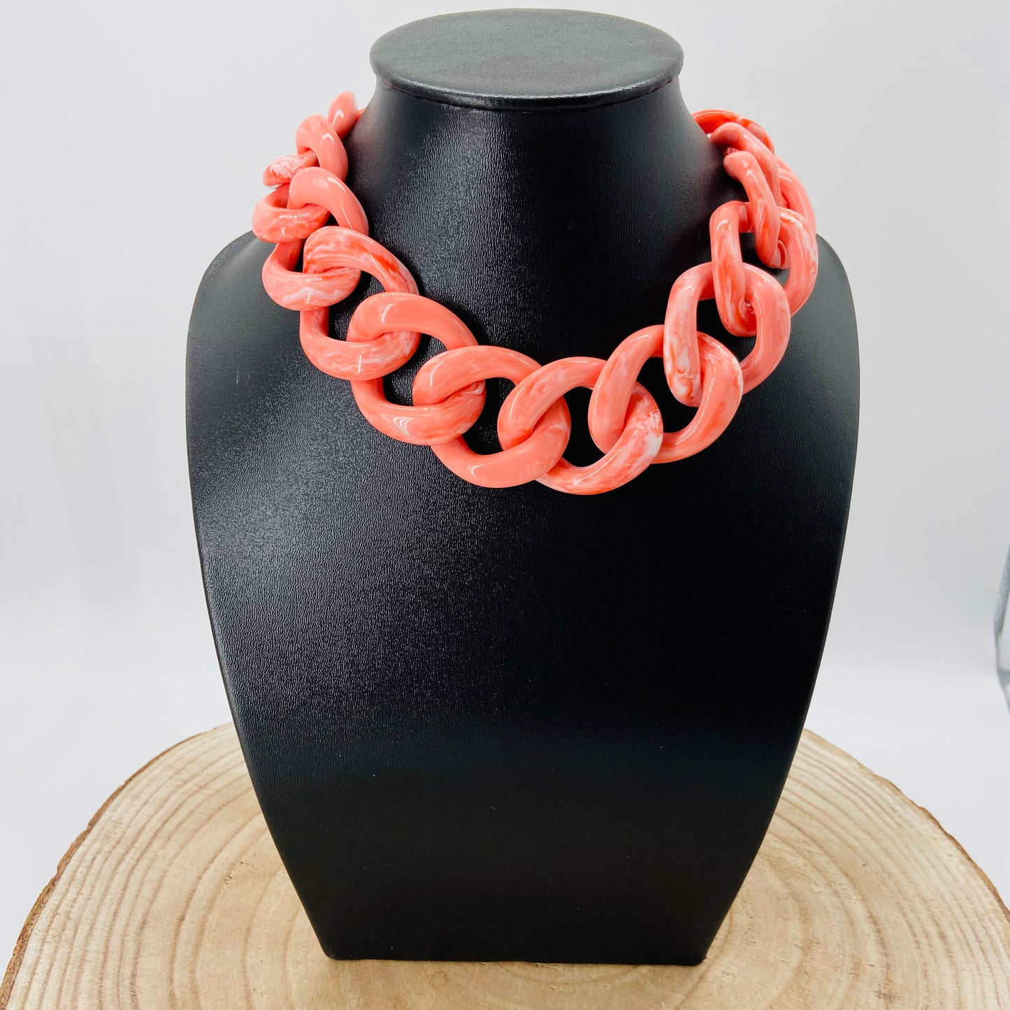 COLLIER MAILLONS corail marbré - Francine BRAMLI