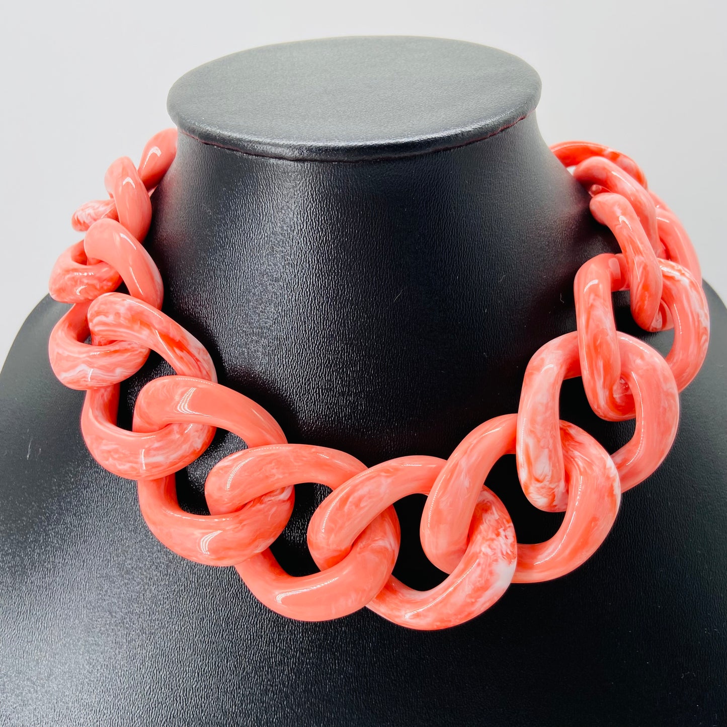 COLLIER MAILLONS corail marbré - Francine BRAMLI