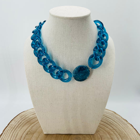 COLLIER MAILLONS bleu transparent - Francine BRAMLI