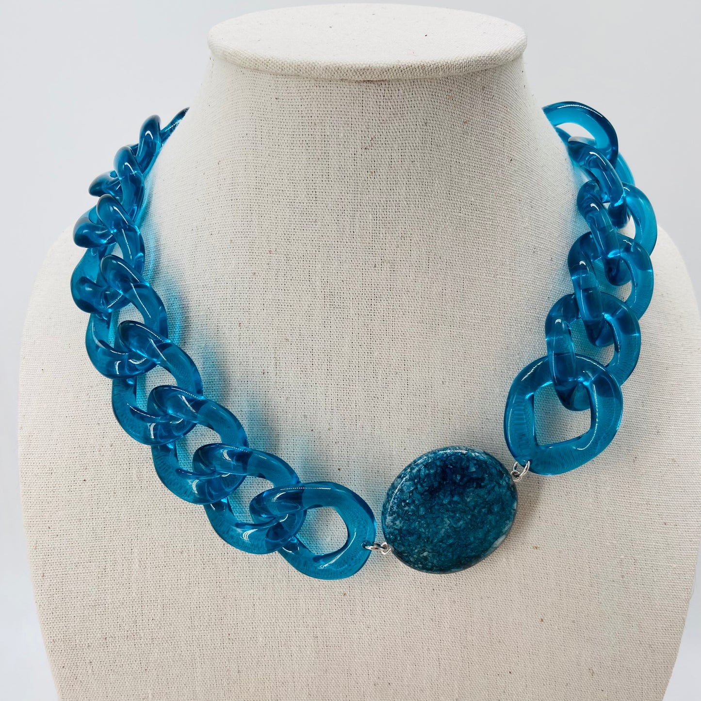 COLLIER MAILLONS bleu transparent - Francine BRAMLI