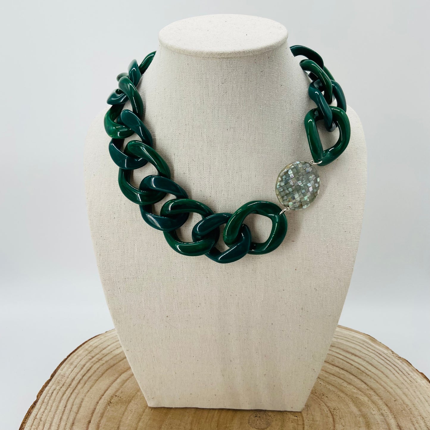 COLLIER MAILLONS Vert foncé - Francine BRAMLI