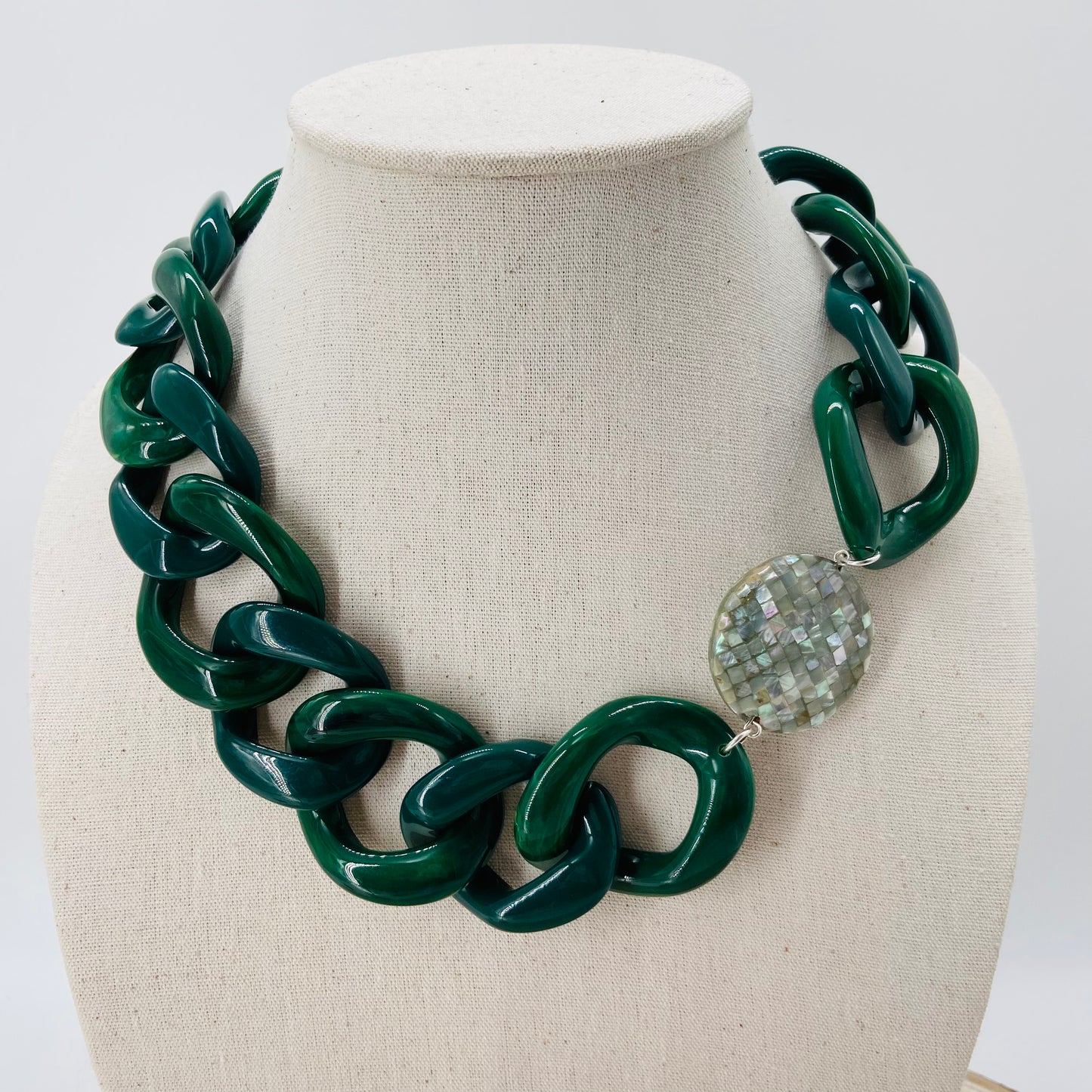 COLLIER MAILLONS Vert foncé - Francine BRAMLI