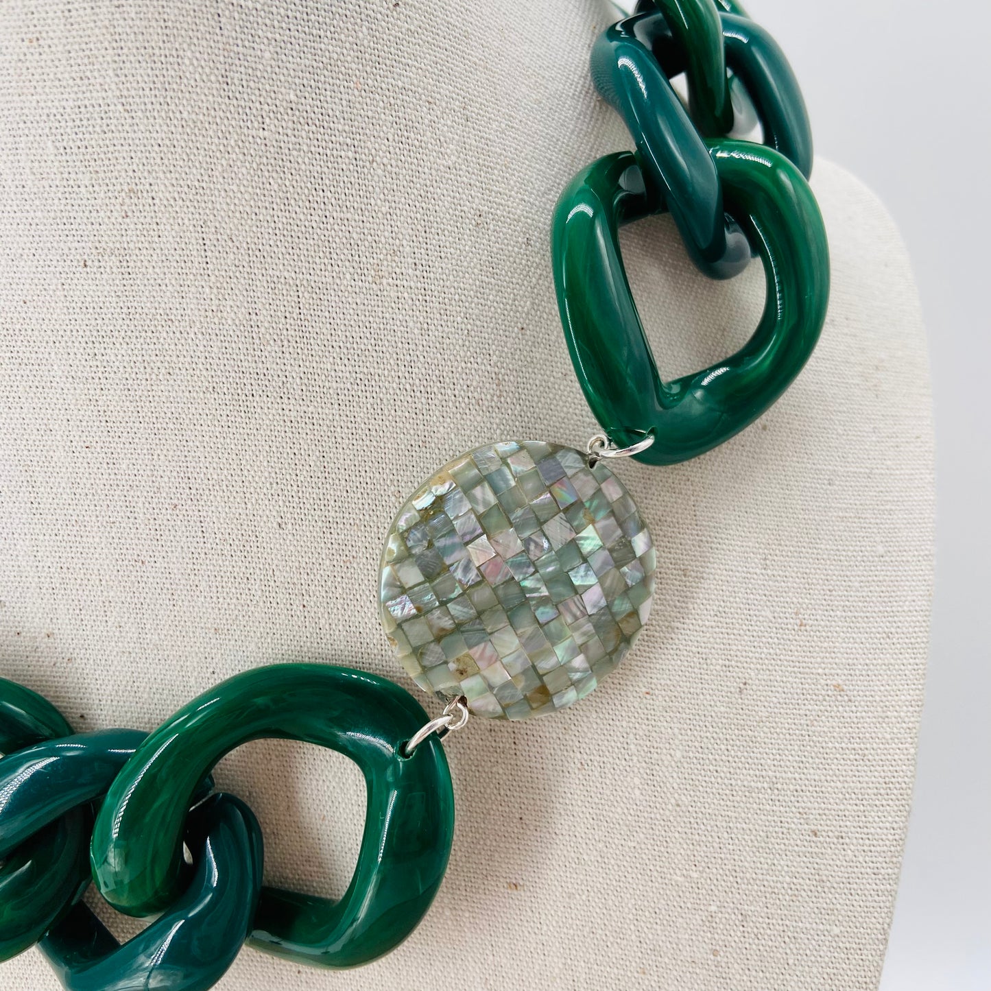 COLLIER MAILLONS Vert foncé - Francine BRAMLI