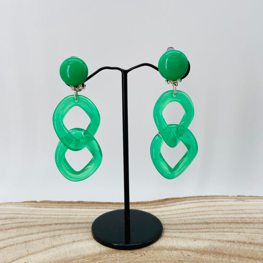 BOUCLES D'OREILLES MAILLONS Vert transparent - Francine BRAMLI