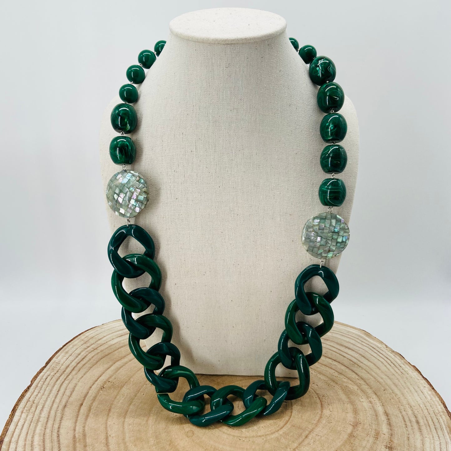 LONG COLLIER MAILLONS Vert foncé - Francine BRAMLI