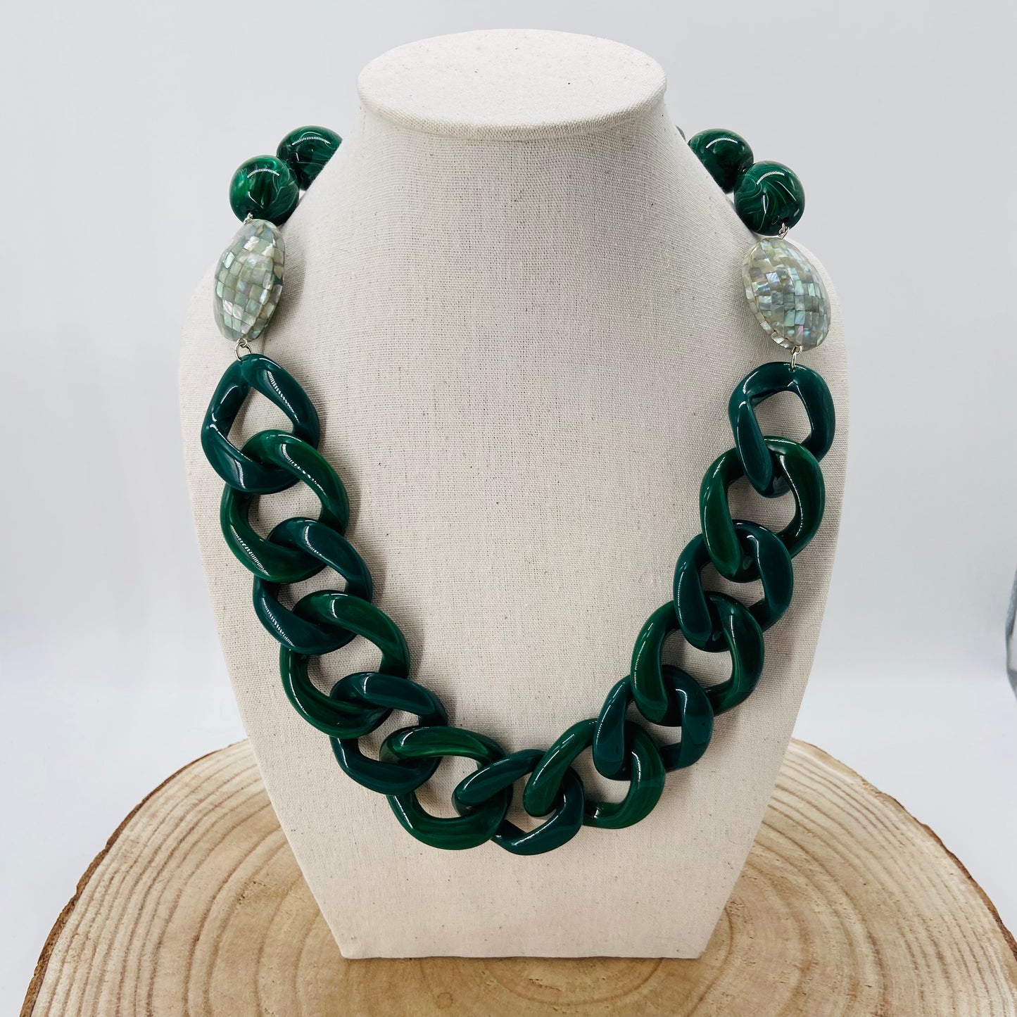 LONG COLLIER MAILLONS Vert foncé - Francine BRAMLI