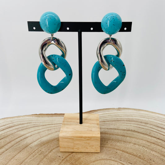 BOUCLES D'OREILLES MAILLONS Turquoise - Francine BRAMLI