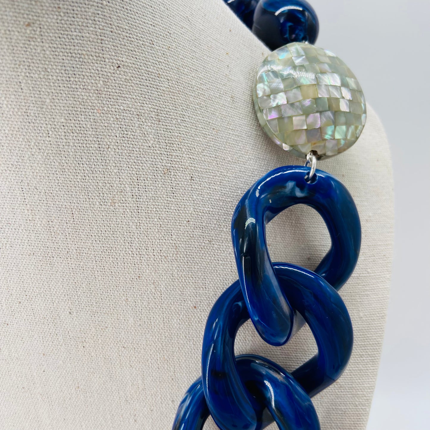 LONG COLLIER MAILLONS Bleu marine - Francine BRAMLI