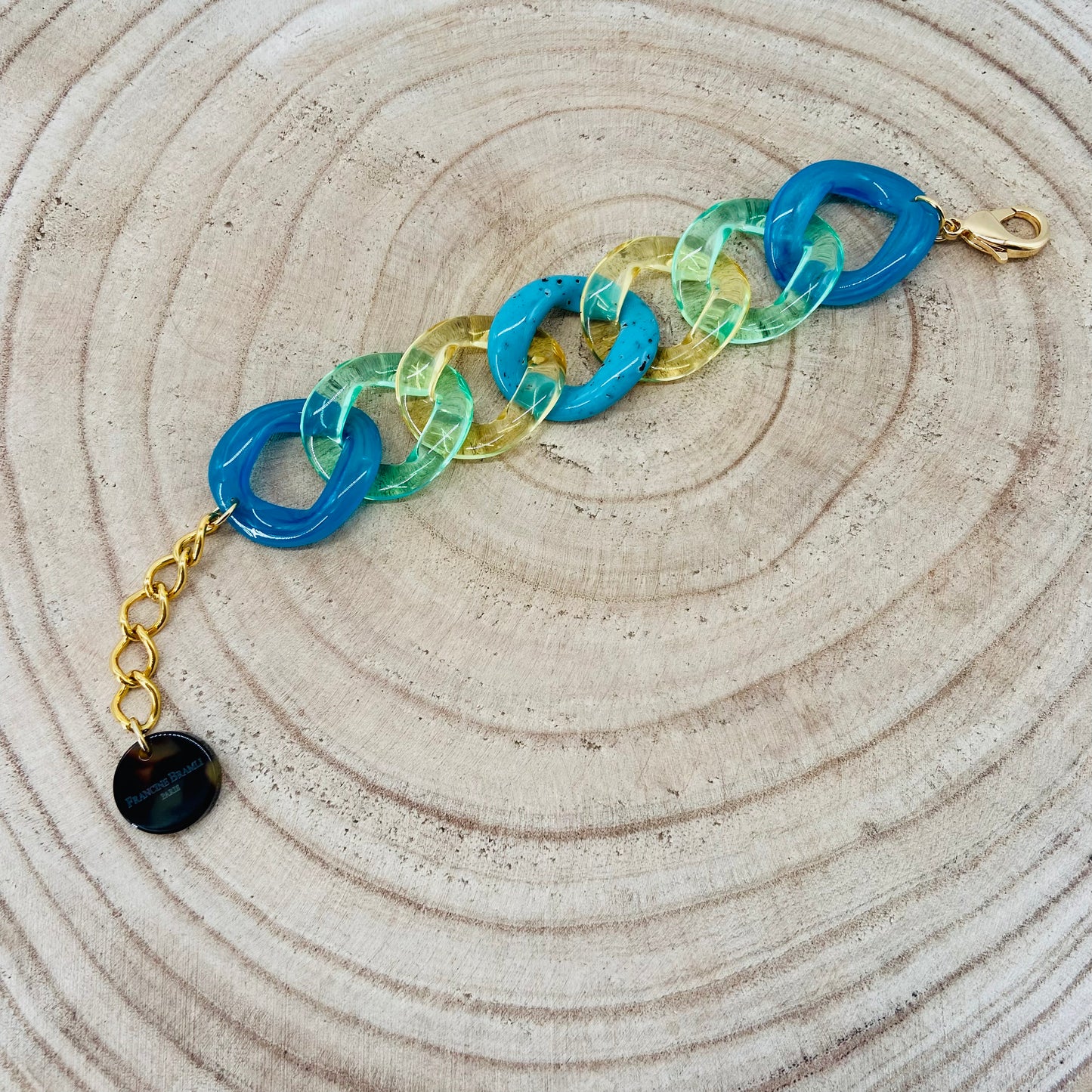 BRACELET MAILLONS Vert et bleu - Francine BRAMLI