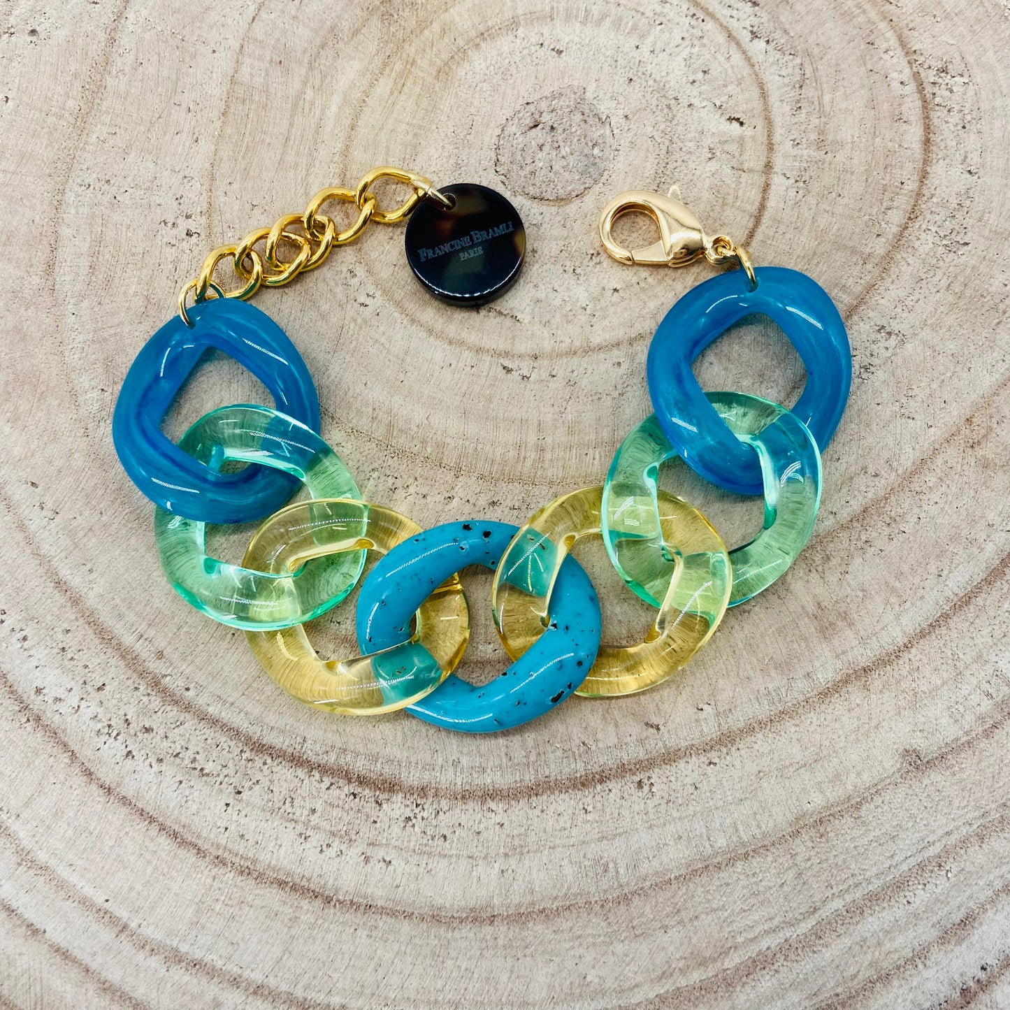 BRACELET MAILLONS Vert et bleu - Francine BRAMLI