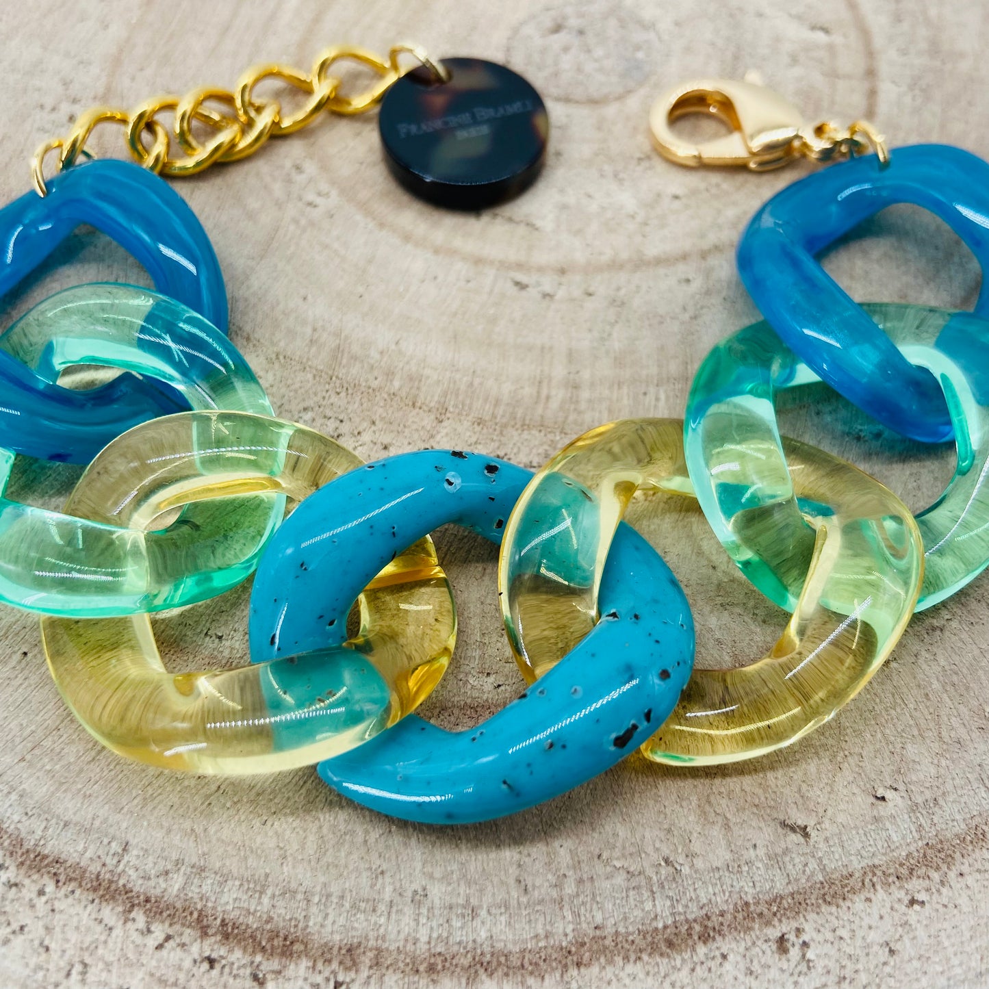 BRACELET MAILLONS Vert et bleu - Francine BRAMLI