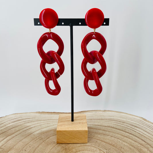 BOUCLES D'OREILLES MAILLONS Rouges - Francine BRAMLI