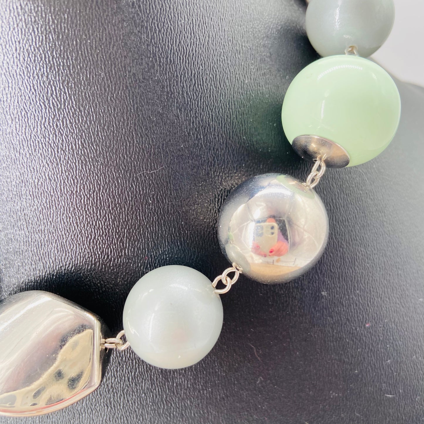 COLLIER perles gris et vert d'eau - Francine BRAMLI