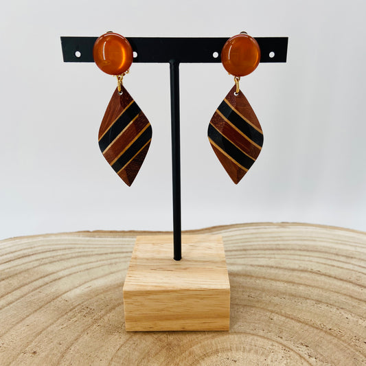 BOUCLES D'OREILLES Bois noir et marron - Francine BRAMLI