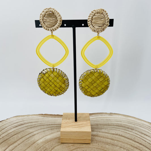 BOUCLES D'OREILLES Raphia Jaunes - Francine BRAMLI