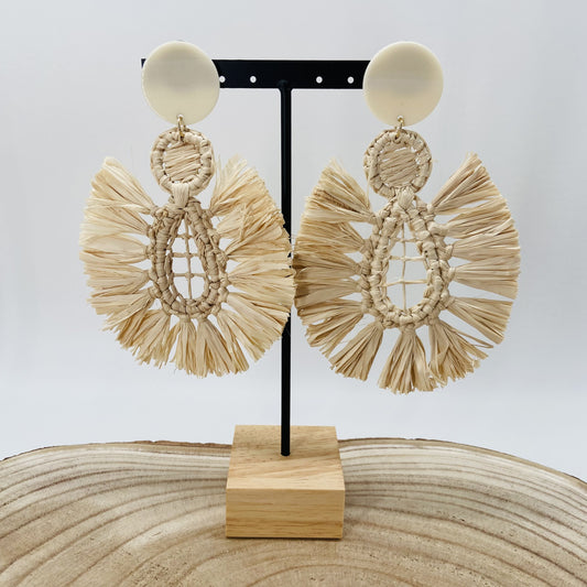 BOUCLES D'OREILLES Raphia tressé - Francine BRAMLI