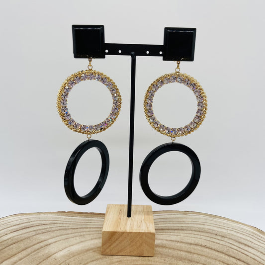 Boucles d'oreilles Doubles créoles strass - Francine BRAMLI