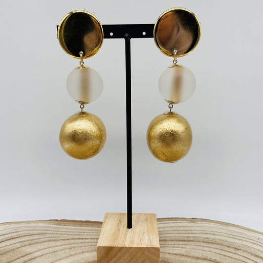 Boucles d'oreilles boules dorées - Francine BRAMLI