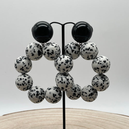 Boucles d'oreilles BASTILLE Noir et Blanc - Francine BRAMLI