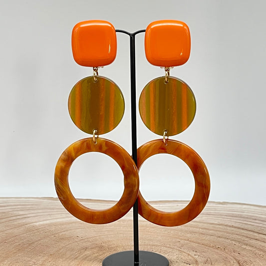 Boucles d'oreilles écailles oranges - Francine BRAMLI