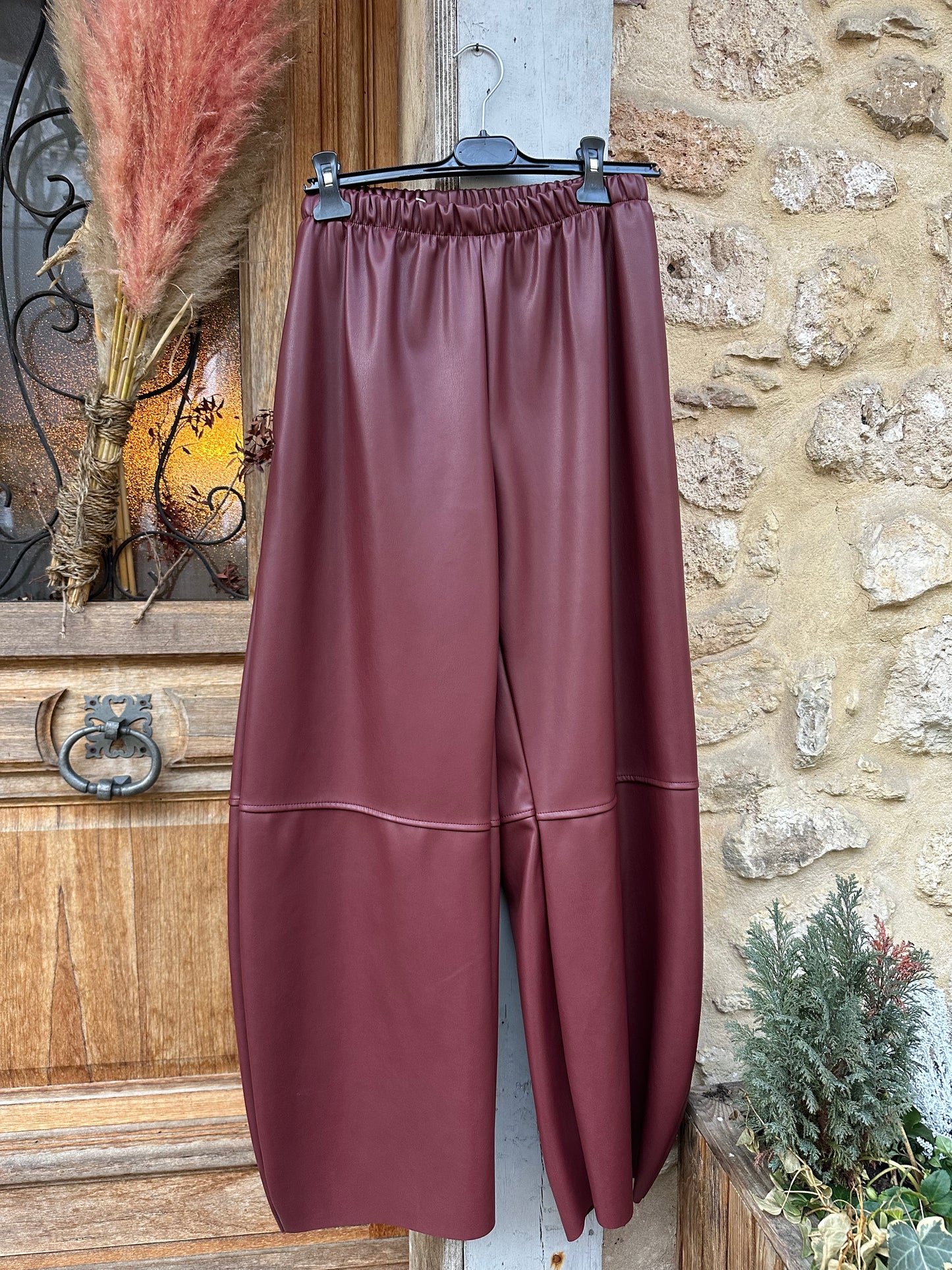 pantalon Simili cuir bordeaux