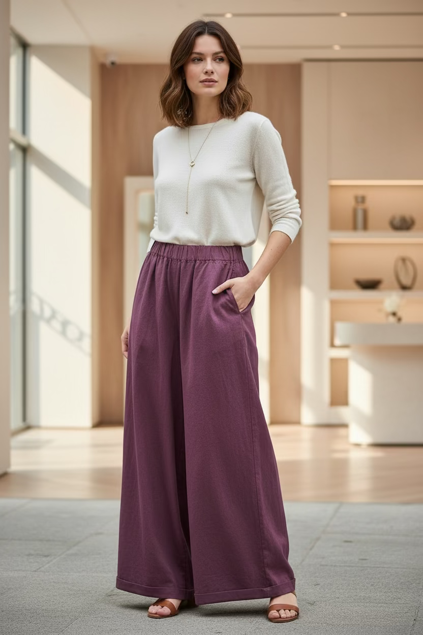 pantalon large prune