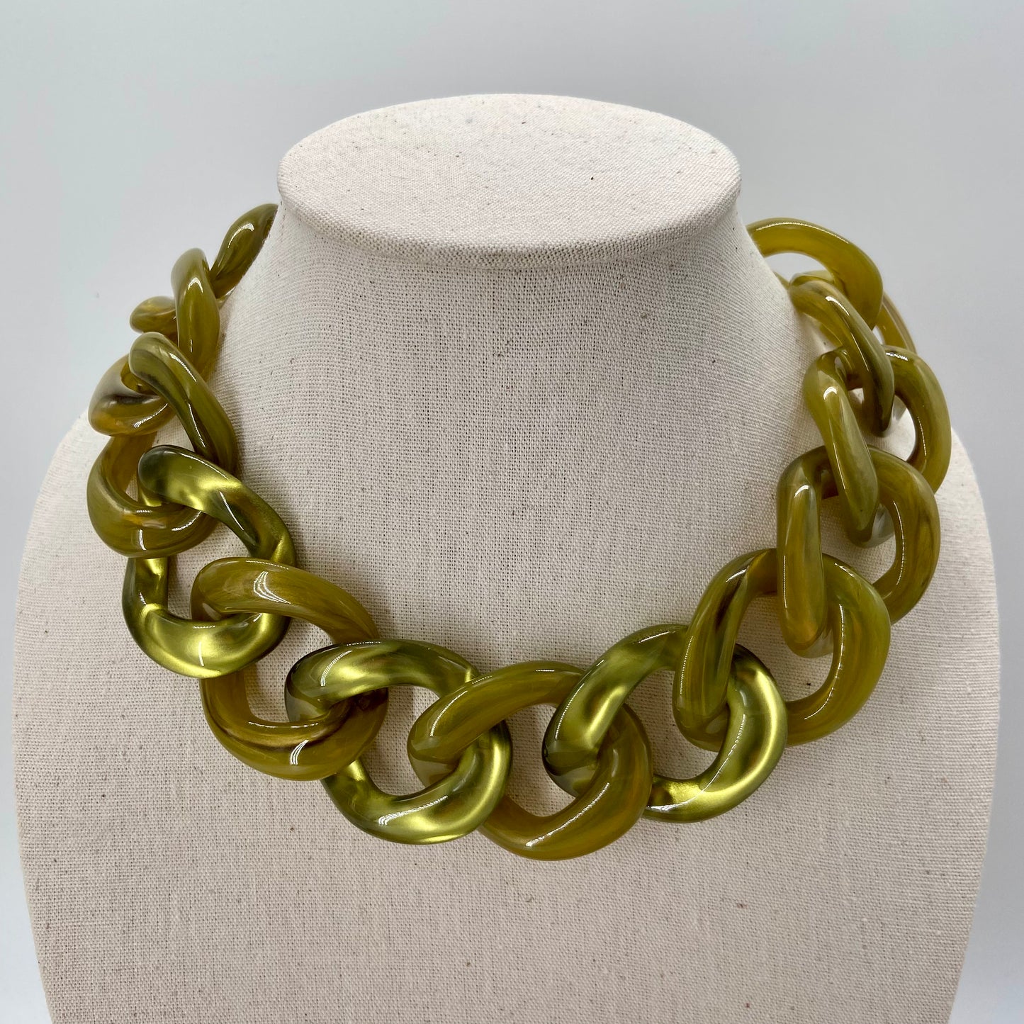 COLLIER GROS MAILLONS Vert Olive - Francine BRAMLI