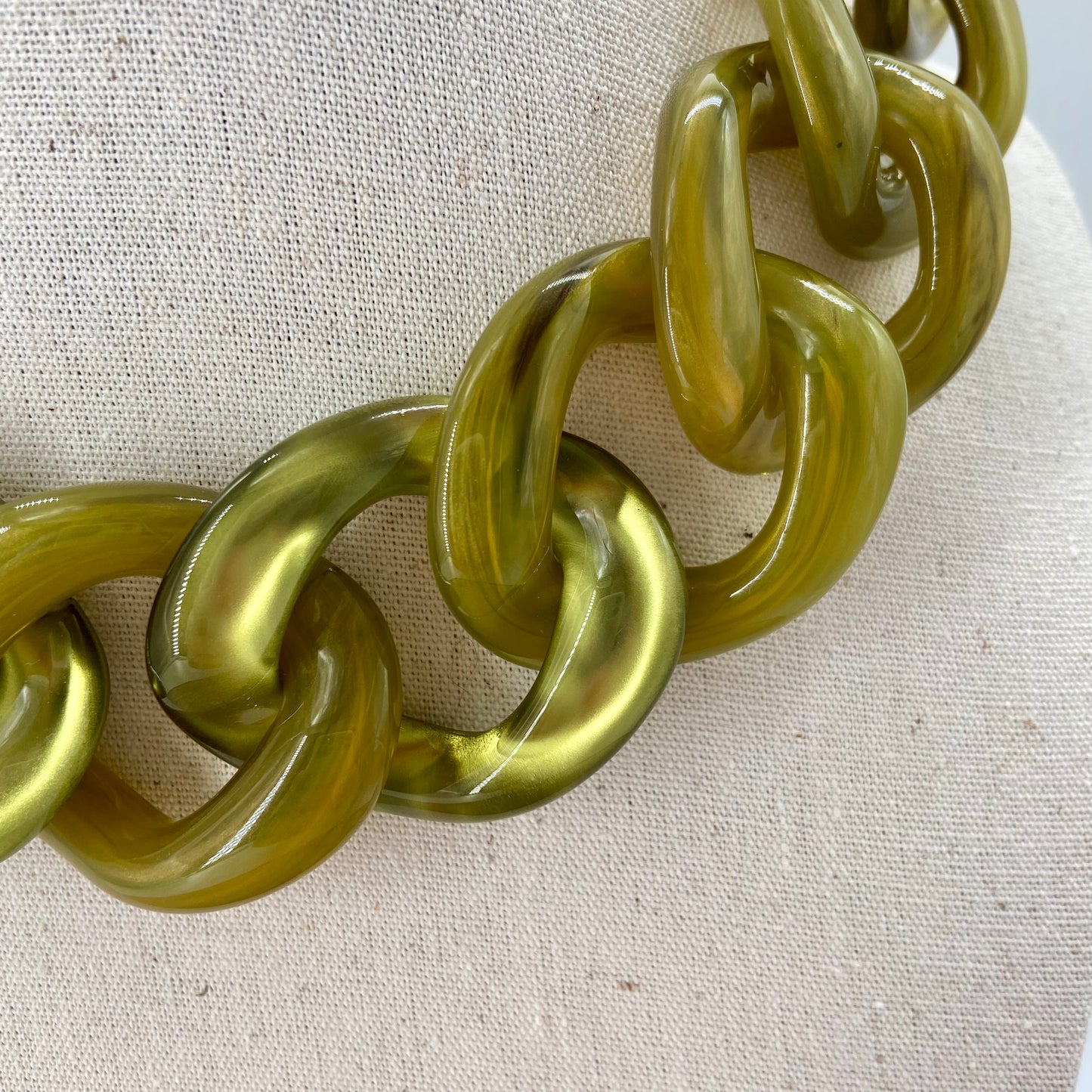 COLLIER GROS MAILLONS Vert Olive - Francine BRAMLI