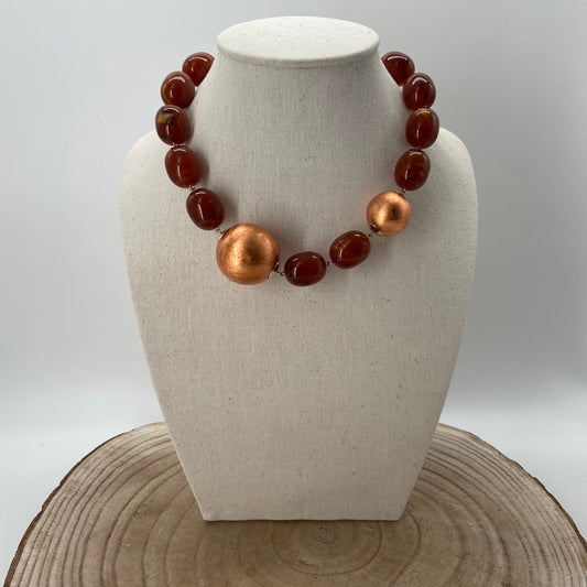 COLLIER PERLES nacré et marbré - Francine BRAMLI