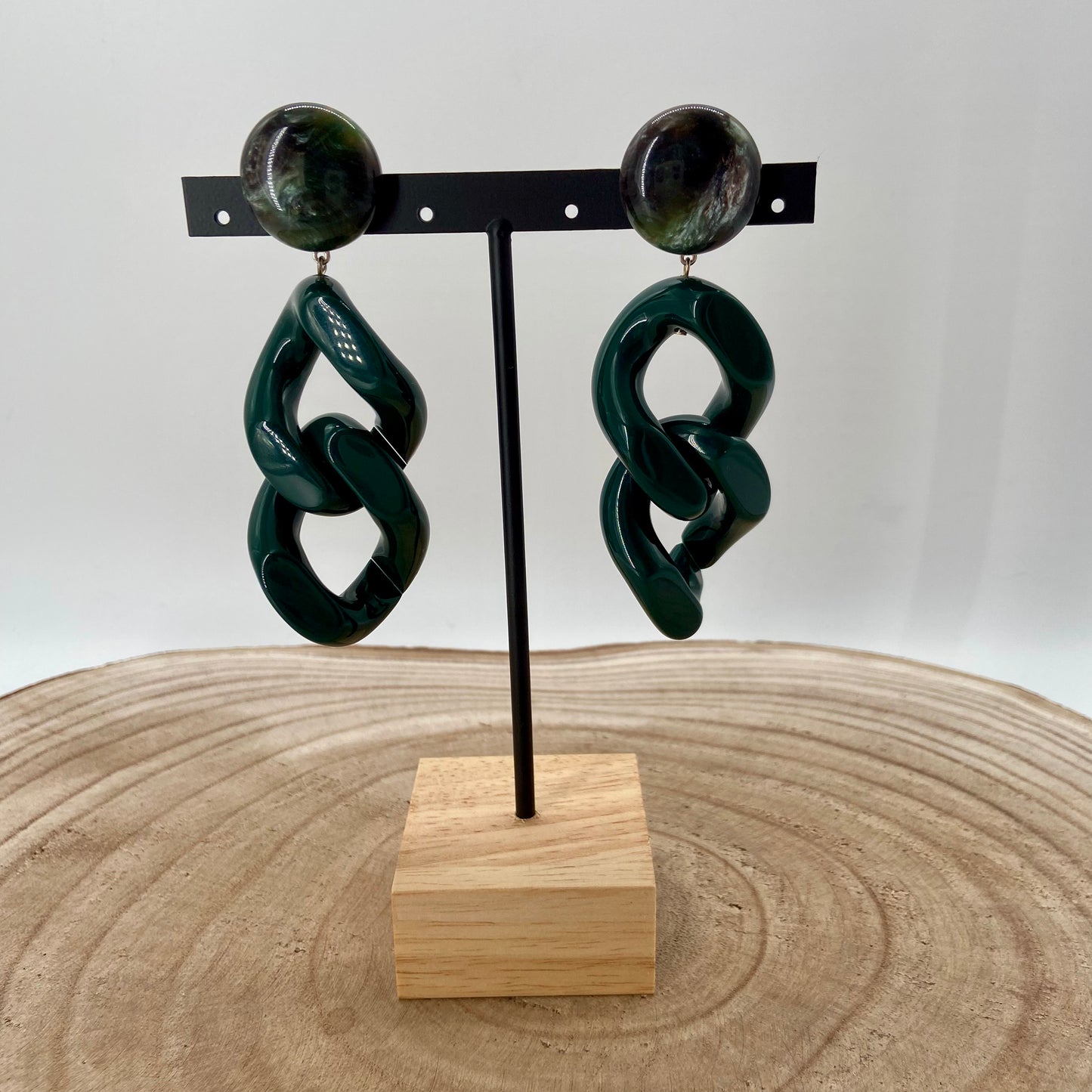 BOUCLES D'OREILLES MAILLONS Vertes Foncées - Francine BRAMLI