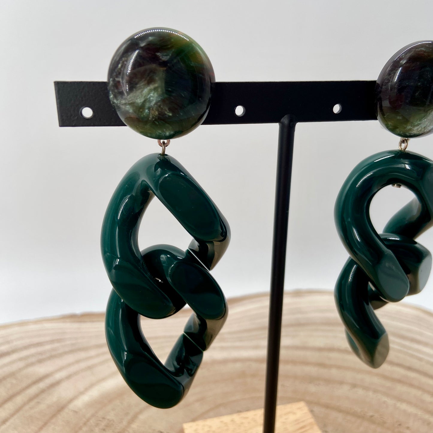 BOUCLES D'OREILLES MAILLONS Vertes Foncées - Francine BRAMLI