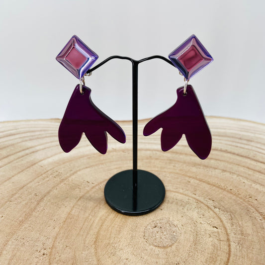 BOUCLES D'OREILLES feuilles mauves - Francine BRAMLI