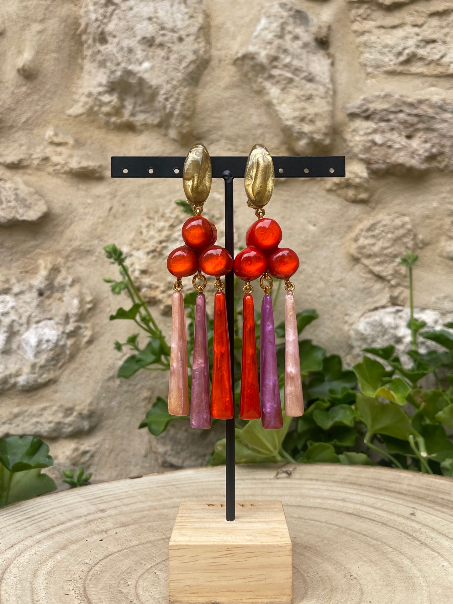 Boucles d'oreilles PRISCA MULTIROSE - Dominique Denaive