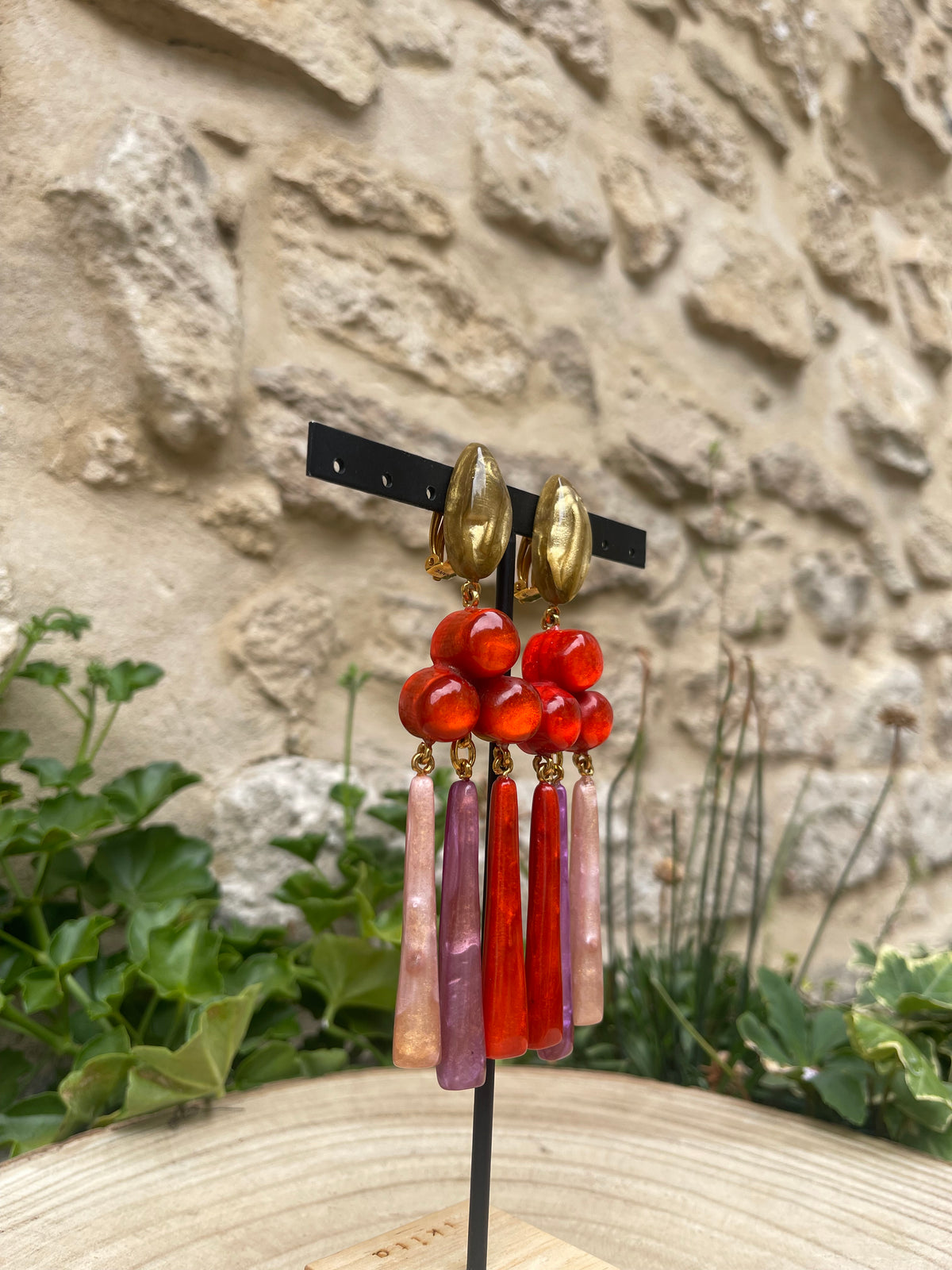 Boucles d'oreilles PRISCA MULTIROSE - Dominique Denaive