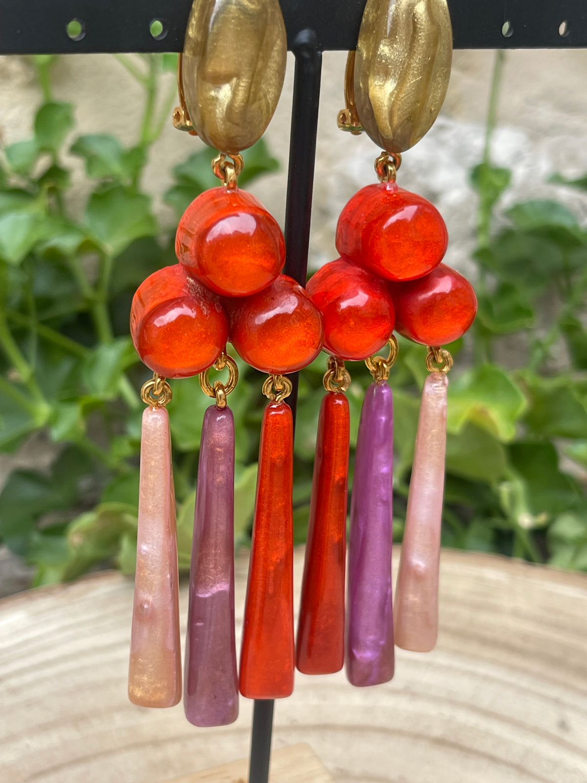 Boucles d'oreilles PRISCA MULTIROSE - Dominique Denaive