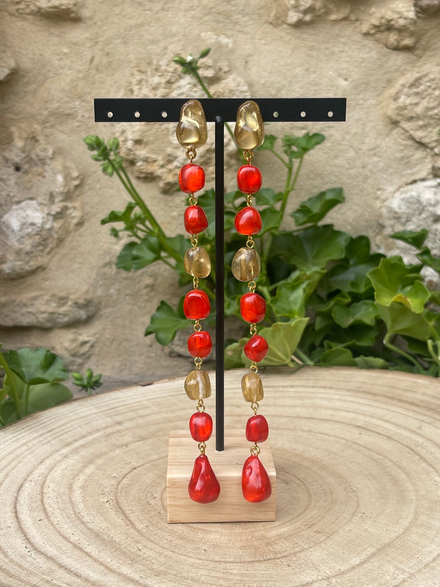 Boucles d'oreilles MARITA ROUGE/OR - Dominique Denaive