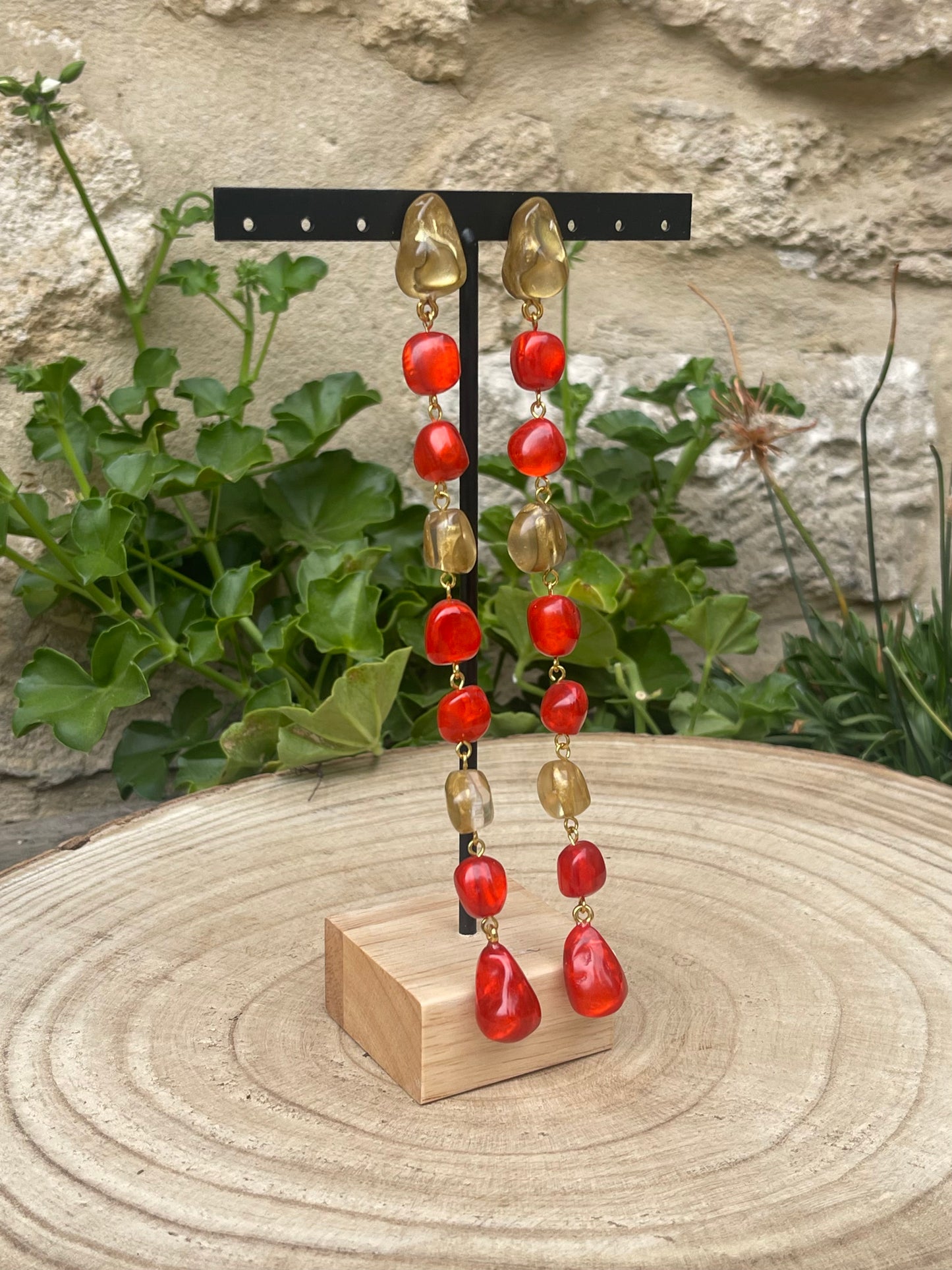 Boucles d'oreilles MARITA ROUGE/OR - Dominique Denaive