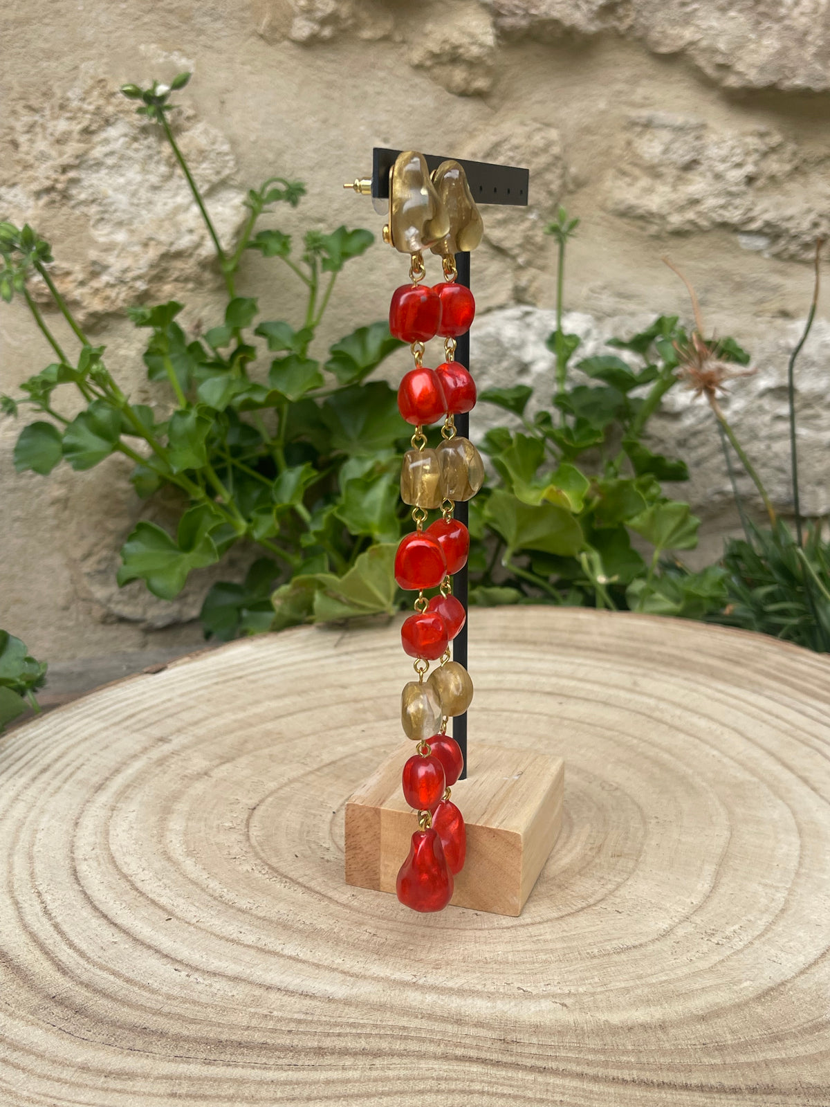 Boucles d'oreilles MARITA ROUGE/OR - Dominique Denaive