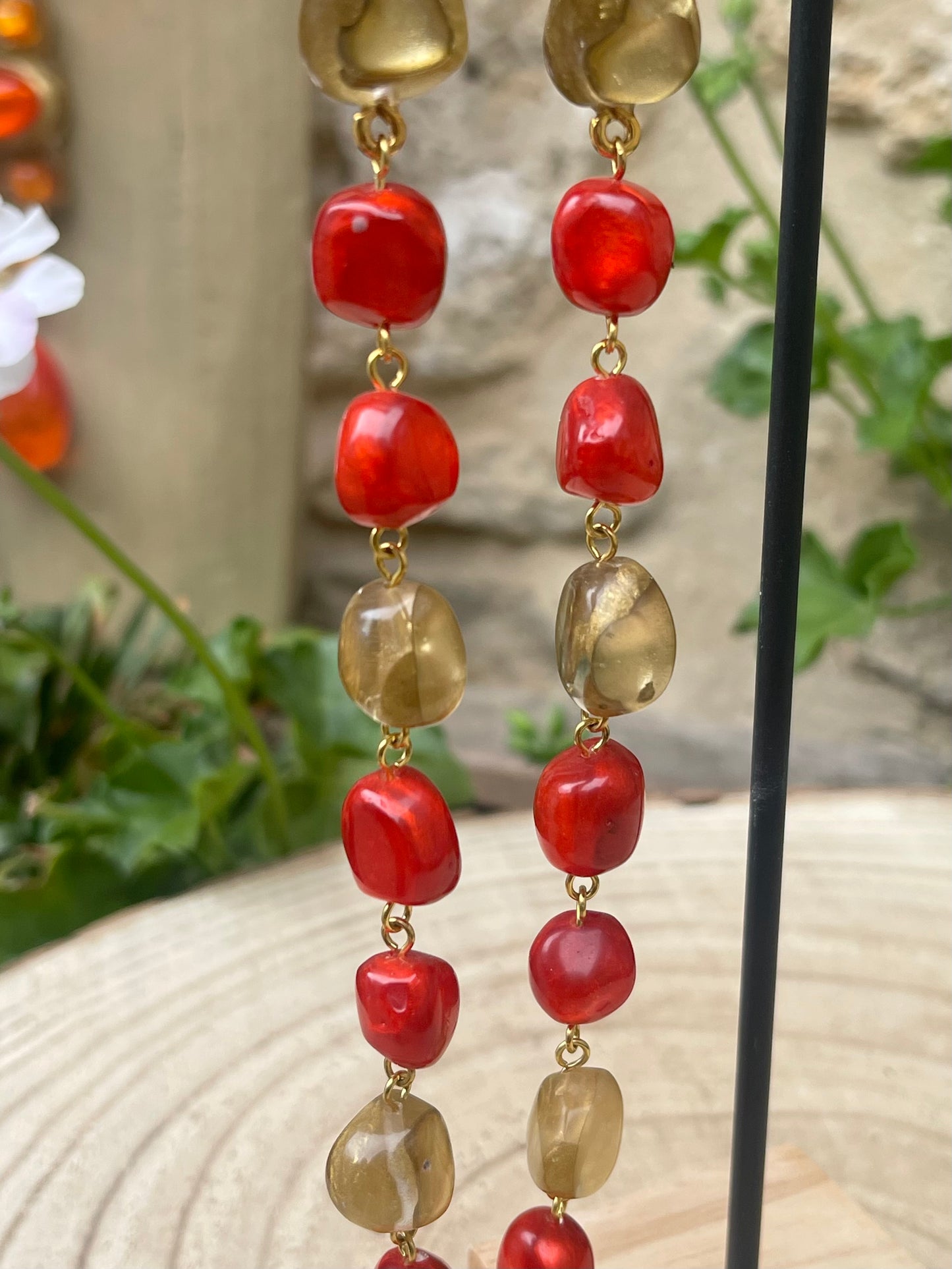Boucles d'oreilles MARITA ROUGE/OR - Dominique Denaive
