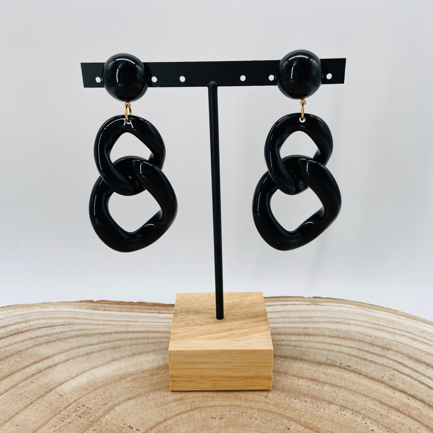 BOUCLES D'OREILLES Maillons Noirs - Francine BRAMLI