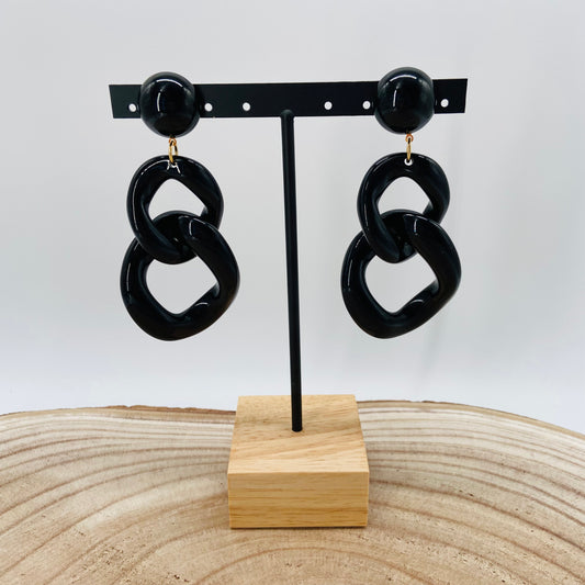 BOUCLES D'OREILLES Maillons Noirs - Francine BRAMLI